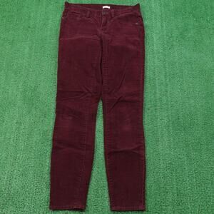 J.Crew Corduroy Pants Womens 25 Burgundy Wine Stretch 5 Pocket Skinny Mid Rise